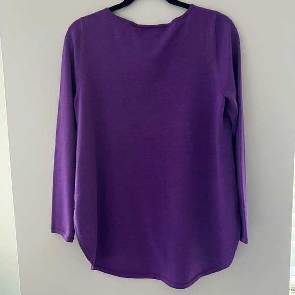 Eileen Fisher purple scoop neck long sleeve wool sweater - Picture 5 of 5